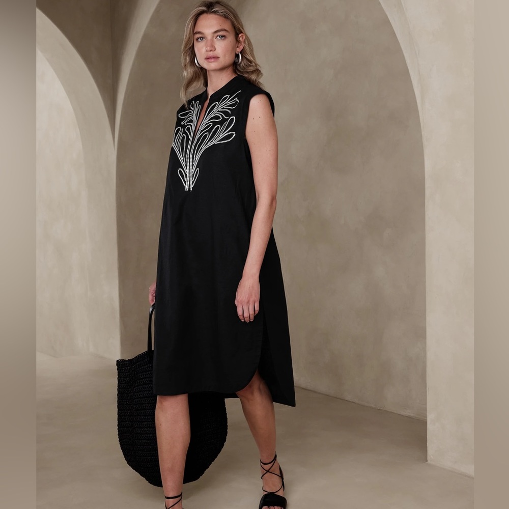 Banana Republic Factory linen embroidered dress NWT